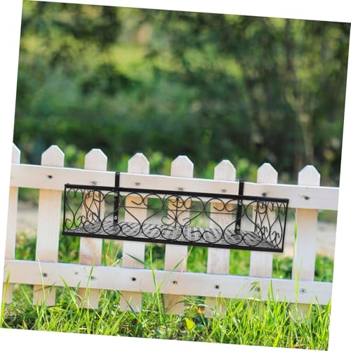 Portavaso da balcone in metallo, 50 x 25 x 12 cm, resistente alle intemperie, supporto per fiori da appendere, nero, per risparmiare spazio, giardinaggio e fette