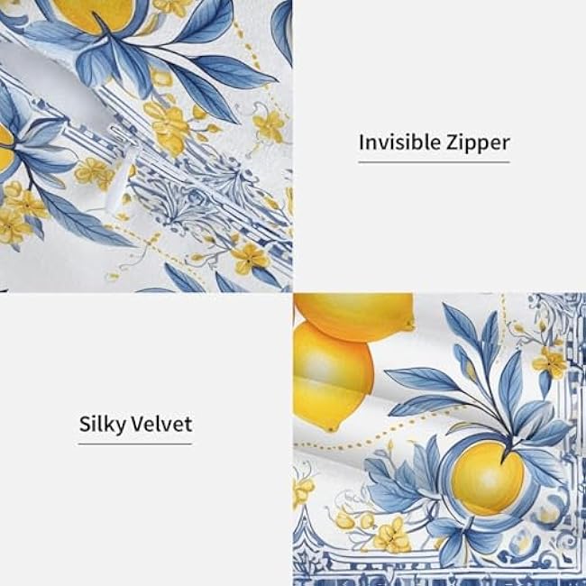 Watercolor Lemon Leaves Throw Pillow Covers 18x18 Inch Soft Square Cushion Covers for Couch Sofa Bedroom Living Room Decor Set of 2 Decorative Pillowcase