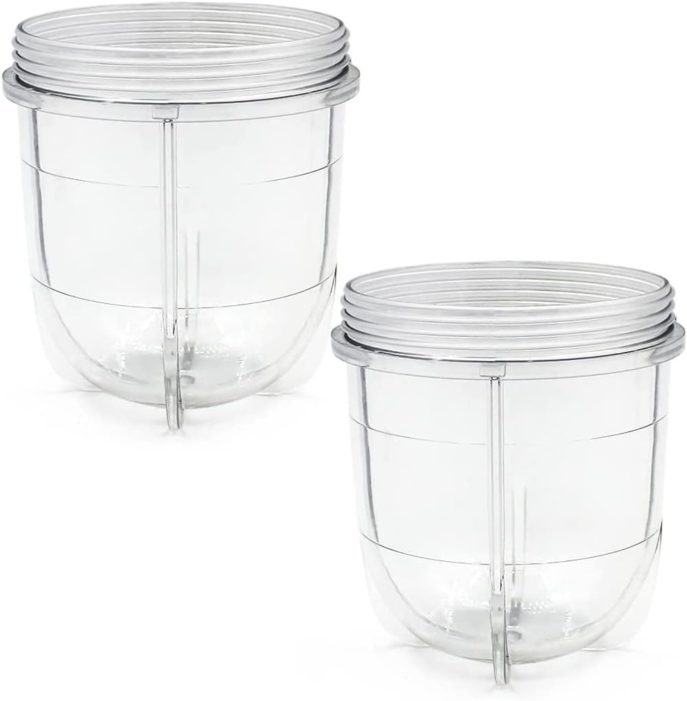 2 x 450 ml kurze Glasbecher für Magic Bullet Blender 250 W (2 x kurze Becher mit Deckel) G_APOK
