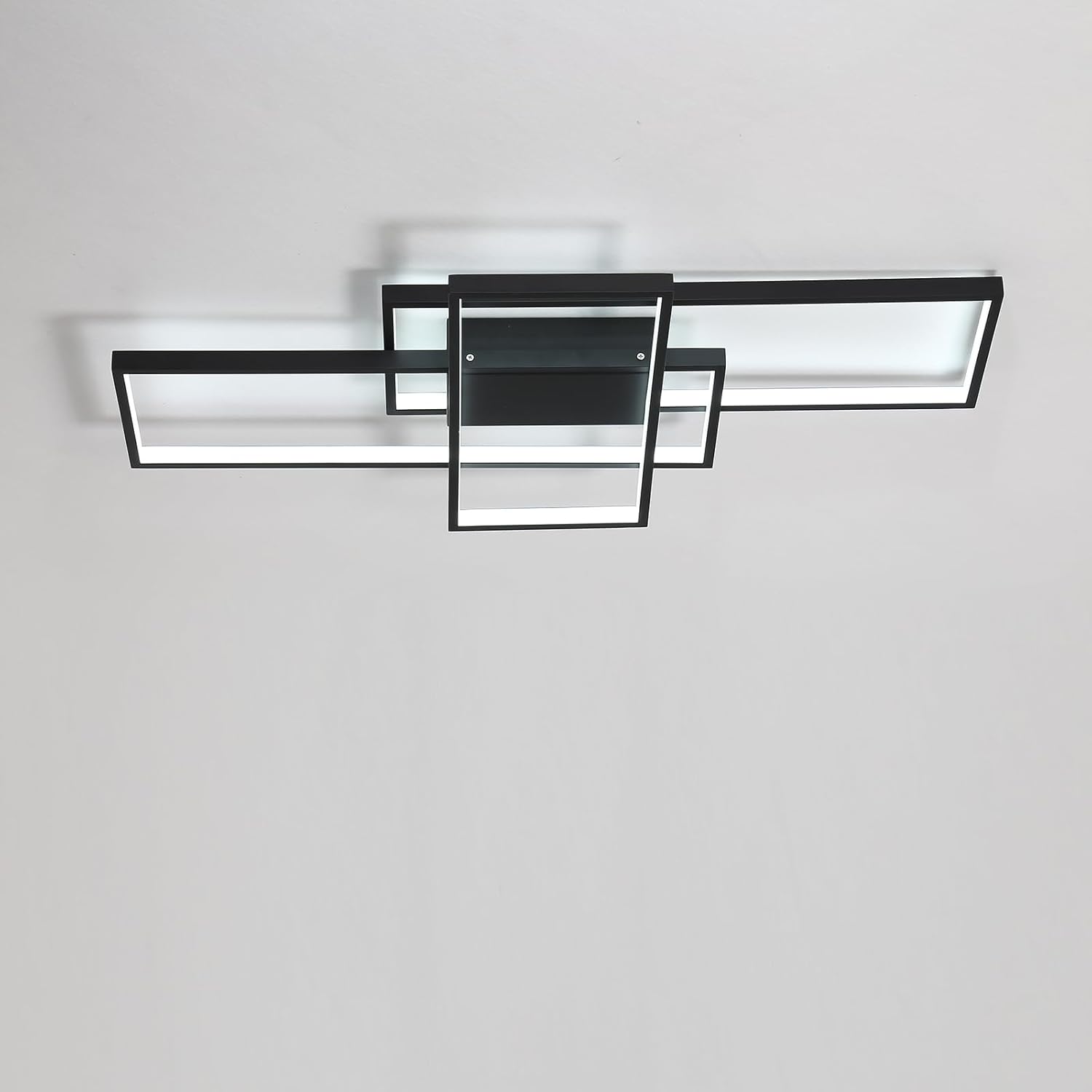 LED Dimmable Chandelier Light Brightness Adjusted with Remote Control for Living Room Dining Room Bedroom Black Finish 3000K-6000K (Black-DC025, L35 xW20 xH3)