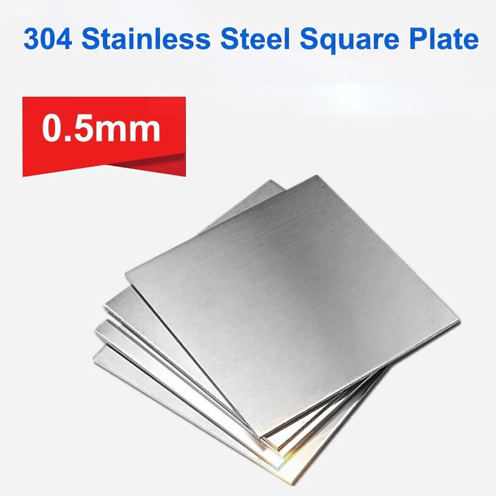 SS304 Stainless Steel Square Plate Polished Metal Plate Sheet Metal CNC Thickness 0.5mm (300x200mm 2pcs,Thickness 0.5mm)