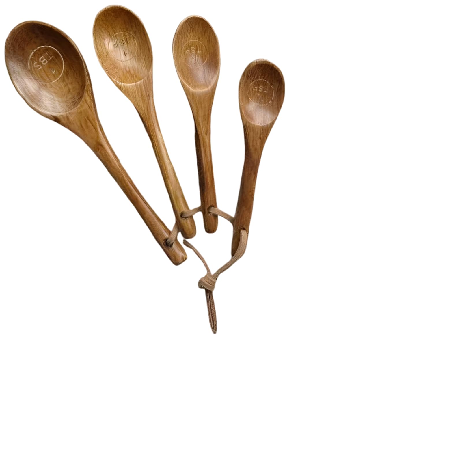 Lot de 8 tasses et cuillères doseuses en bois, tasses en bois d’acacia, cuillères en bois de hêtre, marquages gravés, design emboîtable pour un rangement facile, pour cuisine et pâtisserie
