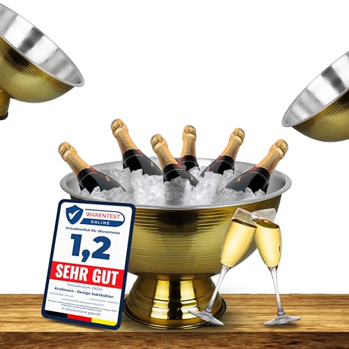 Krollmann Design Sektkühler aus Edelstahl Ø40 cm in Gold...