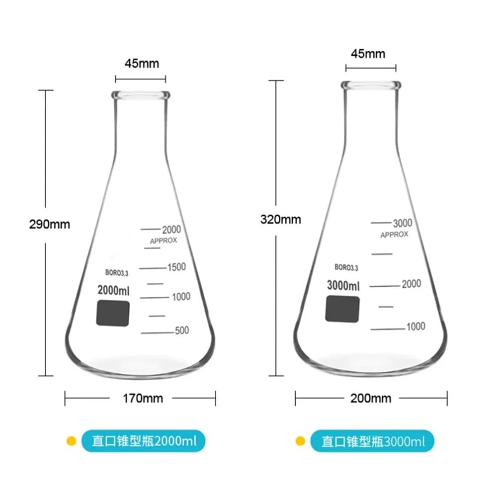 Butelka stożkowa borokrzemianu Szkło laboratoryjne stożkowe 50-5000 ml G3.3 Materiały(2000ml)