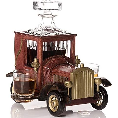 Whisky Dekanter Set - Neues Geschenk mit Kristallgläsern und altmodischem Oldtimer-Ständer von Kemstood - Personalisiertes Set für Männer - Bar-Accessoires für Alkohol ebenso Scotch Cover
