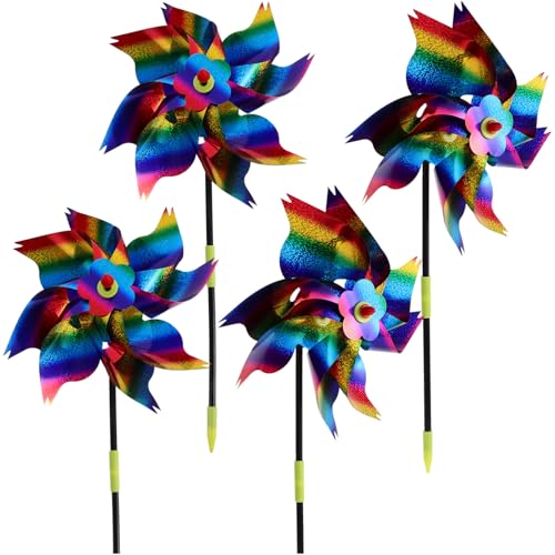 Yardwe 4 Piezas Molinillo de jardín decoración Exterior decoración Jardin Girasol Decorativo jardín molinetes Molino de pájaro Decoracion de Jardin Molinillo de el plastico Colorful