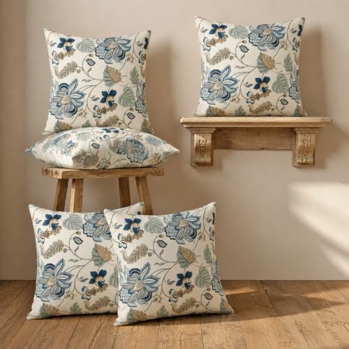 Image of Clasiko Cotton Cushion Covers 16x16 Inches Pack of 5 | Azure Fern