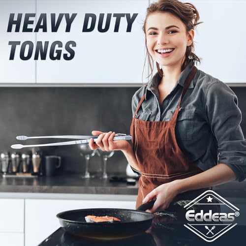 Image of Eddeas Kitchen Tweezers Tongs, Cooking Tweezers Stainless Steel - 3 Size 12'' 10'' & 8 inch Ideal for Meat, pasta, plating and pinching delicate small pieces of food, Set of 3 (Pack of 2)