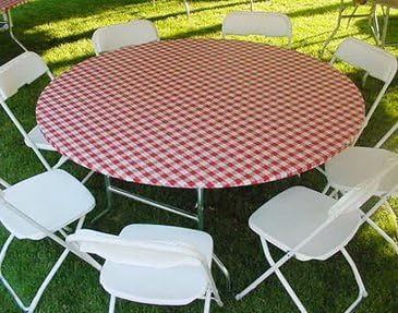 66 Inch Round Kwik-Cover- Red Gingham- Pack of 25