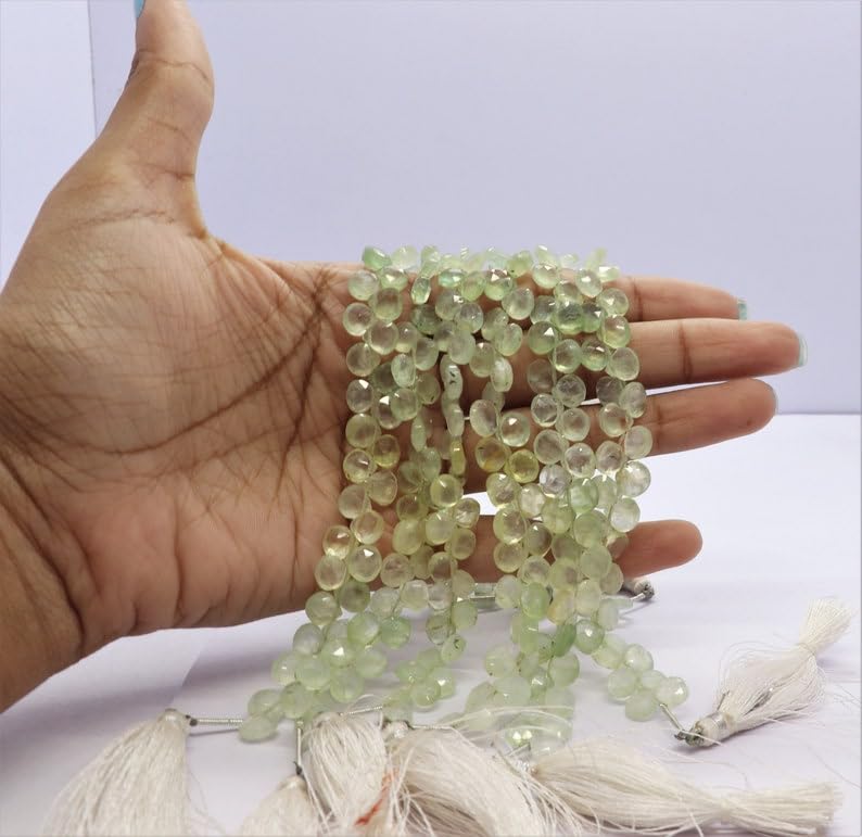 Perles prehnite naturelles à facettes pour fabriquer un cadeau personnalisé