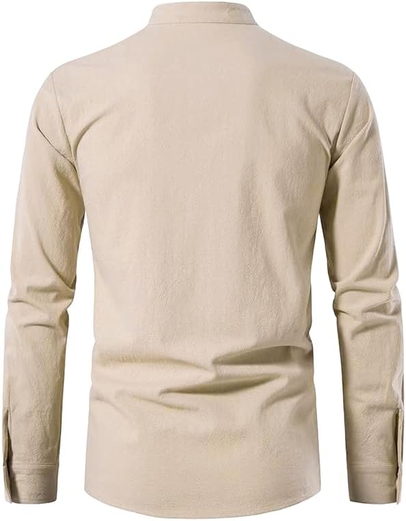 Men's Long Sleeve Shirts Retro Style Lace up for Medieval,Viking,Hippie Halloween Cosplay Pirate Renaissance Costume - Image 3