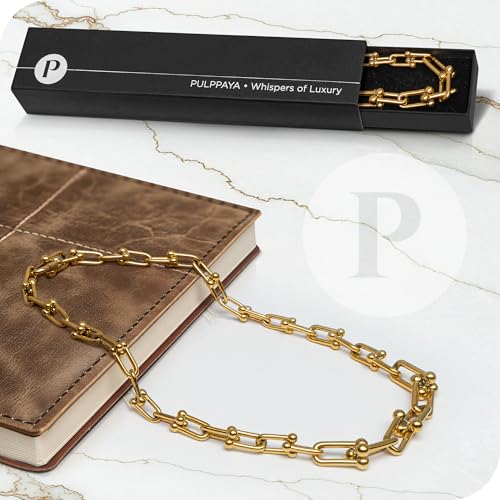 18K Gold Plated Necklace For Women, Graduated Link Necklaces Chunky Chain Choker Jewelry 18" Long4