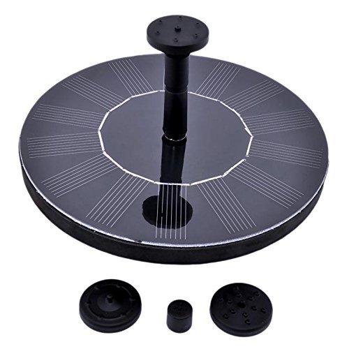 Tcbasrt Solar Powered Bird Bath Fountain Pump1.4W Solar Panel Water Floating Pump Kit, 4 Kinds Spay Heads for Pond, Pool and Garden Decoration