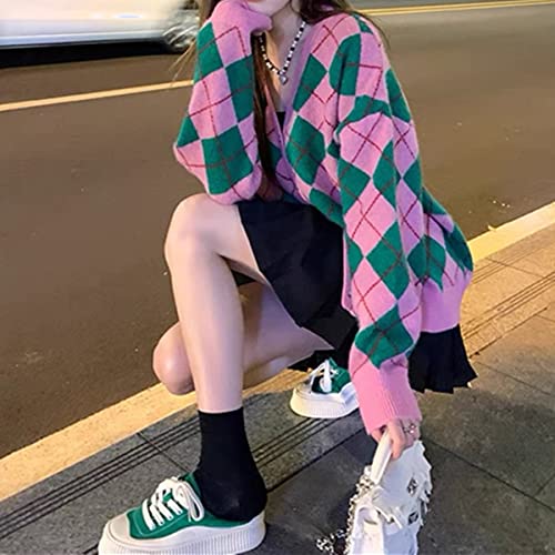 Hyipels Women's Long Sleeve Cardigan Sweater,Cute Y2K Top Knit Colorful Patterned V Neck Button Outwear S~XL3