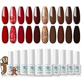RSTYLE Shellac Set, 10 Farben UV Nagellack Set Rot, Shellac Nagellack Gel Nagellack Gelnägel Starterset Nagel Gel UV Farbgel für Gelnägel Gel Nail Polish für Nagel Design Glitzer