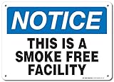 Notice This is A Smoke Free Facility Warning Sign - No Smoking On Property - 10