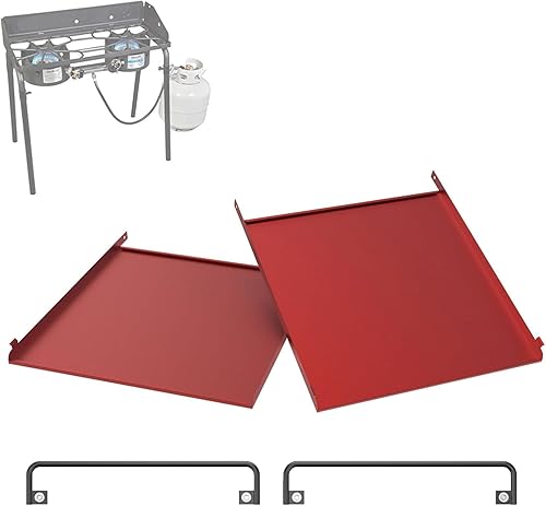 Juego de estantes laterales plegables para estufas Camp Chef de dos quemadores de 14 pulgadas, estantes plegables de doble uso (paquete de 2) para