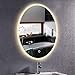 Produktbild MTFZD Oval Wand Befestigte Make-up-Spiegel Mit Touch-Sensor-LED Beleuchtet Badezimmer-Spiegel Demister Pad 50x70cm for Badezimmer Wc Hotels (Color : Single Switch, Size : Warm Light)