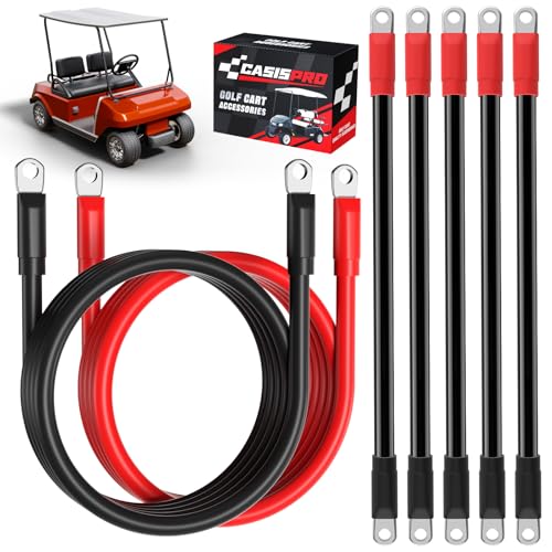 CASISPRO Upgraded 7 PCS Club Car Heavy Duty Battery Cables for Precedent & DS 1994-UP 36&48 Volt 4 AWG Golf Cart Battery Cable Wiring Kit Pure Copper Golf Cart Cable Set