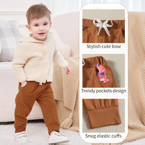 DREAM BUS Pack of 3 Toddler Jogger Pants with Pocket Toddler Boy Sweatpants Baby Boy Pants Infant Newborn Leggings4