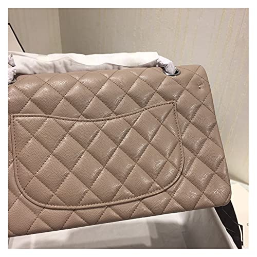 Shoulder Bags Real Leather Caviar Women's Shoulder Bag 2020 Classic Fashion Brand Chain Ladies Shoulder Crossbody Flip Bag Handbag By ZZYY (Color : Lavender, Size : 25cm)