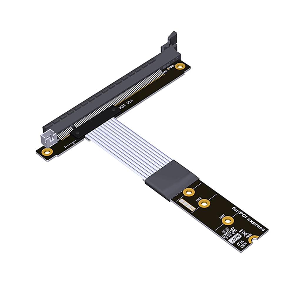 JMT ADT-K43D M.2 NGFF NVMe Key M to PCI-E x16 Extension Cable SATA Power Cable PCIe4.0 x4 High Speed for STX Motherboard Graphics Card GPU (K43DT-TU,25CM)