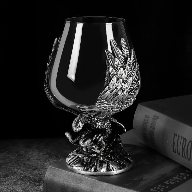 CIMPEX Heavy Metal Champagne Glass with Eagle Stem, Antique Crystal Goblet, for Whiskey, Cocktails, Bar, Pub, Club, Or Restaurant with Surprise Gift Box 3
