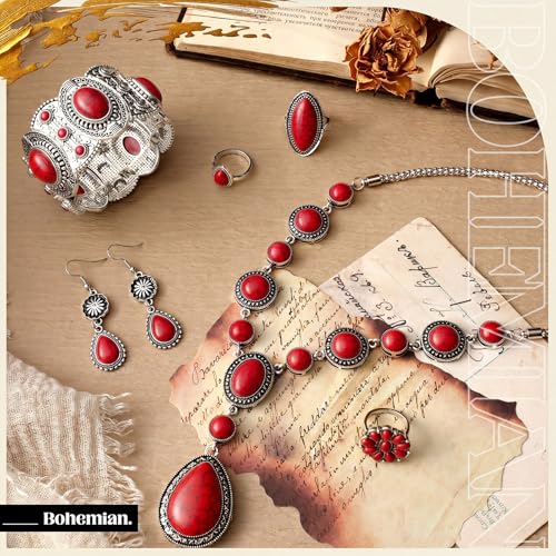 Image of Ecally Western Turquoise Jewelry Set for Women