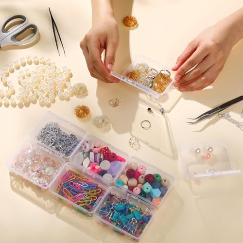 Image of SATINIOR 300 Packs Clear Small Plastic Containers 3.27 x 2.13 x 1.02 Inches Transparent Storage Box with Hinged Lid in Bulk for Jewelry Hardware Crafts Small Items