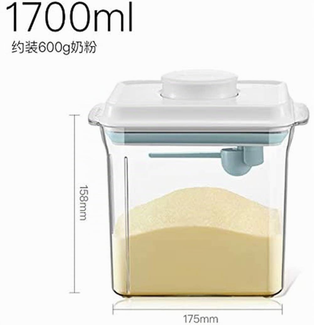 1700ml Distributeur De Lait en Poudre. RéCipient à Poudre Scellé. BoîTe De Rangement Portable pour Lait en Poudre (Transparent 1.7L)