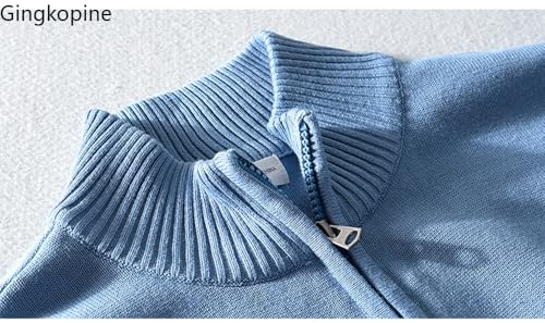 100% Cotton Thick Asian Size Stand Collar Men Sweater3