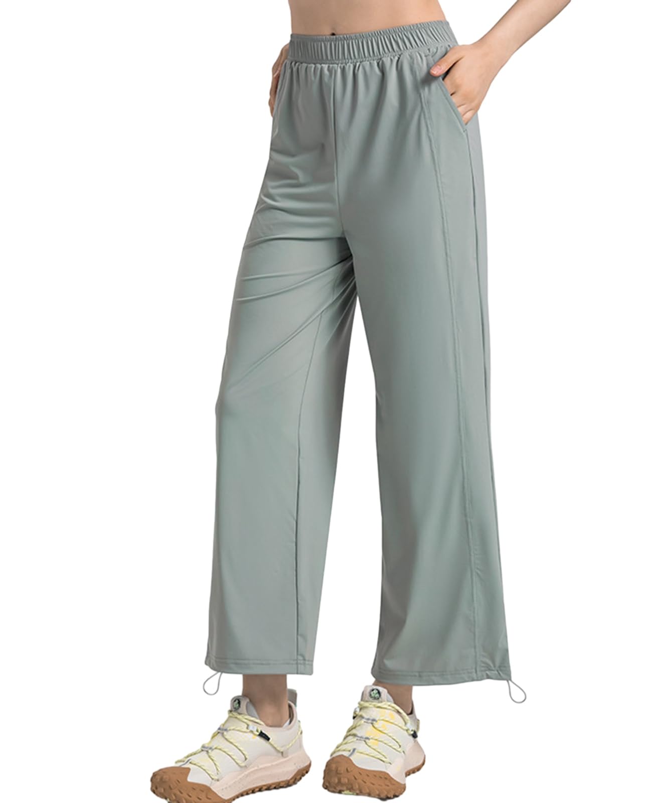 HOTIAN Women UPF50 Pants Cool Feel Outdoor Casual Drawstring Wide Leg Pants