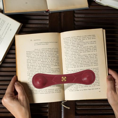 Image of Book Weight Holder Wooden Thumb Book Page Open Weighted Bookmark Corner Reading Accessories Office Desk Decor Executive Gift for Writer Reader (Red)