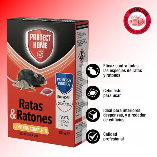 Miniatura 3 de Protect Home Atrayente De Ratas Y Ratones, En Formato Pasta De Alta Eficacia Y Atracción, Zonas Interiores Y Despensas, Ratas Y Ratones