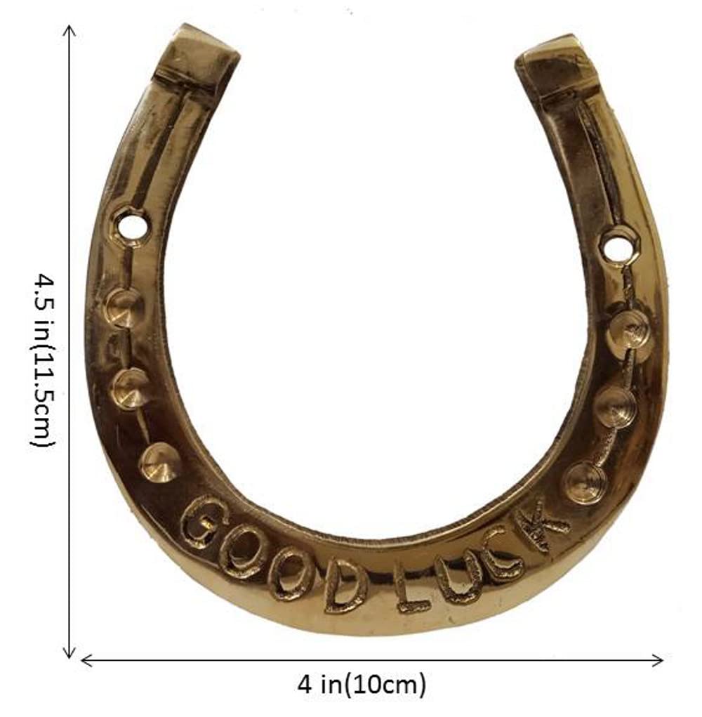 Purpledip Brass Horse Shoe: Lucky Charm Wall Decor (12486