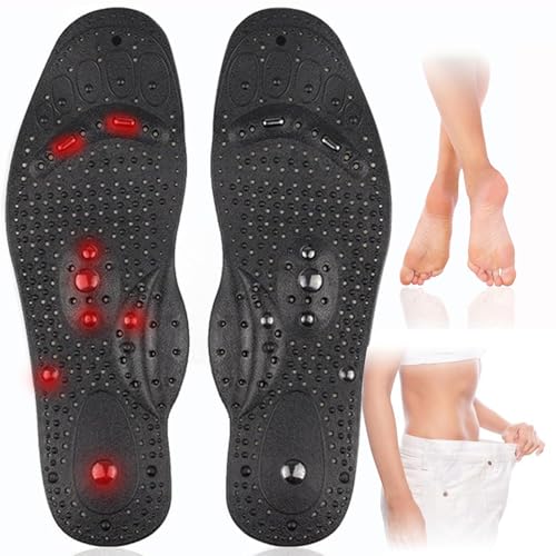 Plantillas Adelgazantes,Plantilla De Soporte Para El Arco Para Bajar De Peso,Plantillas De Masaje Con Puntos De Acupuntura, Plantillas De Masaje Ortopédicas,Para Mujeres Y H(Size:L(40-48),Color:negro)