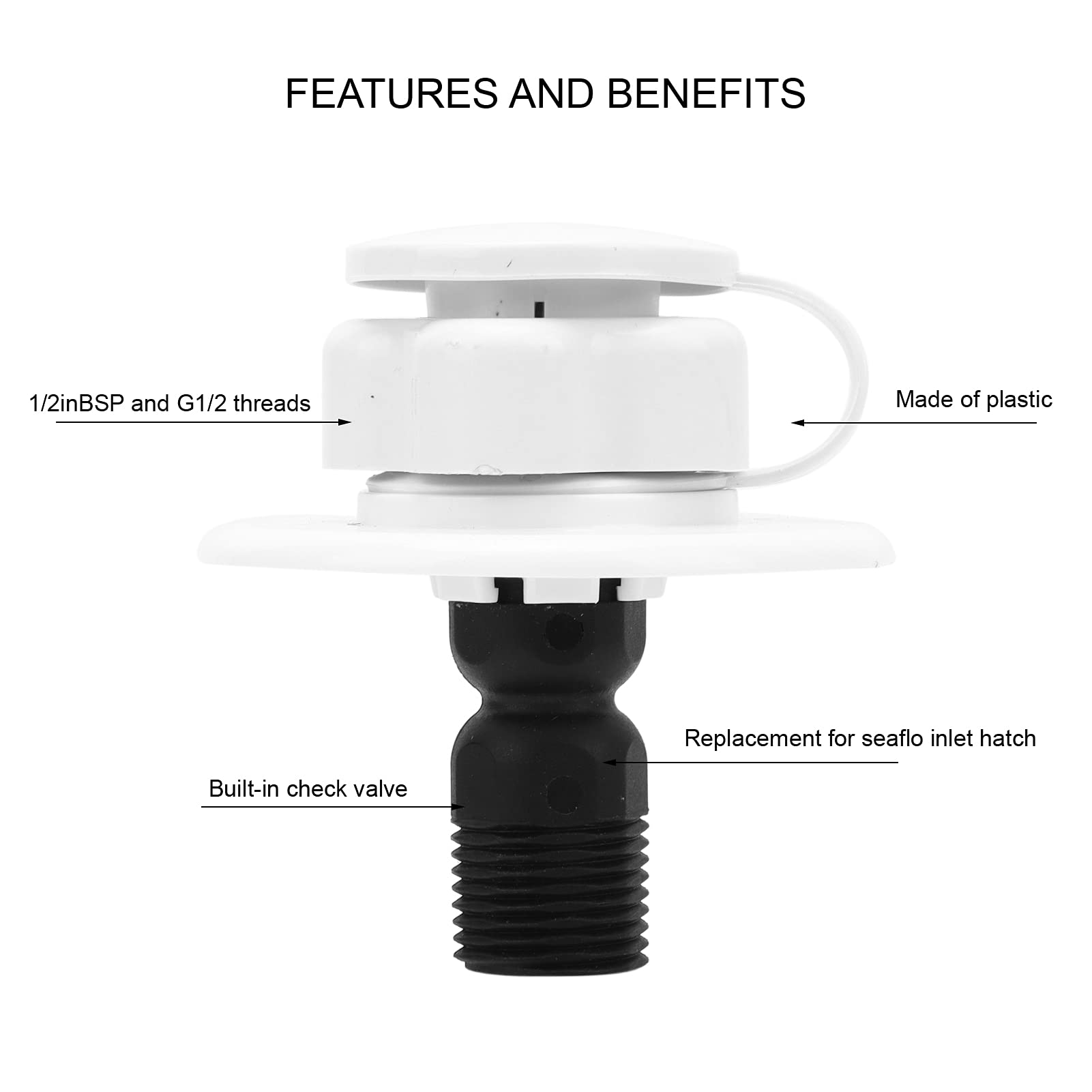 Entrée D'Eau Carrée Pour Camping-Car - ABS, 166x151mm, Remplissage Par Gravité, Serrure