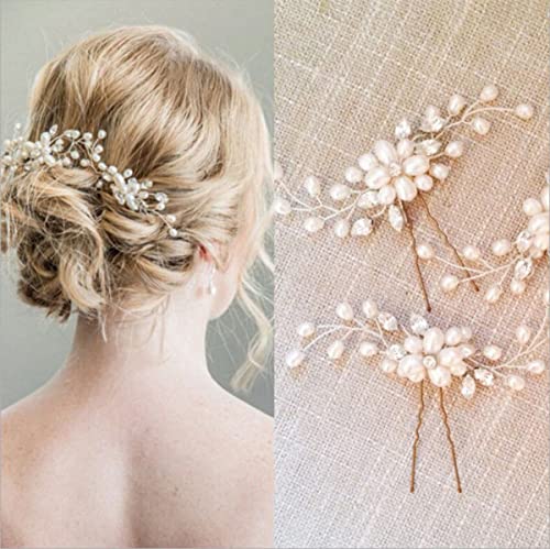 Wedding Hair Accessories for Women,Clysburtuony Bridal Flower Side Hair Clips Pearl Bridal Headpiece Wedding Hair Pins (White Combs) - Image 3