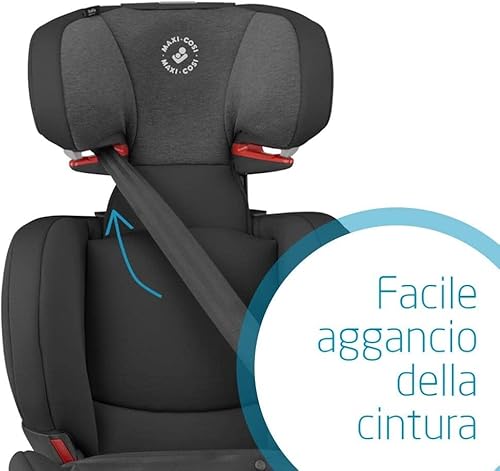 Maxi-Cosi RodiFix AirProtect Seggiolino Auto 15-36 kg, 3.5-12 Anni, ISOFIX, Reclinabile, con Poggiatesta e Schienale Regolabili, Protezione Laterale Extra, colore Authentic Black