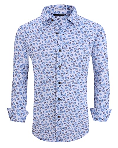 Alex Vando Mens Button Down Shirts Wrinkle Free 4-Way Stretch Print Business Casual Shirt