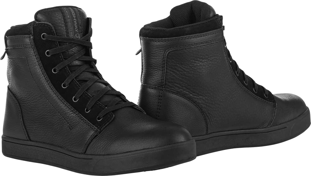Highway 21 Men's Motorcycle Axle Leather Waterproof Shoes (Black/Black, US 06)