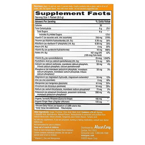 Emergen-C Citrus-Ginger Fizzy Drink Mix, Turmeric and Ginger, Immune Support, Natural Flavors with High Potency Vitamin C, 18 Count