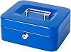 Small Cash Box with Money Tray and Lock, Lovndi Metal Money Box for Cash, Lockbox 7.87 x 6.3 x 3.54 Inches, Blue