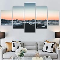 SIGNWIN 5 Panel Canvas Wall Art Foggy Mountains for Home Decorations Ready to Hang - 60