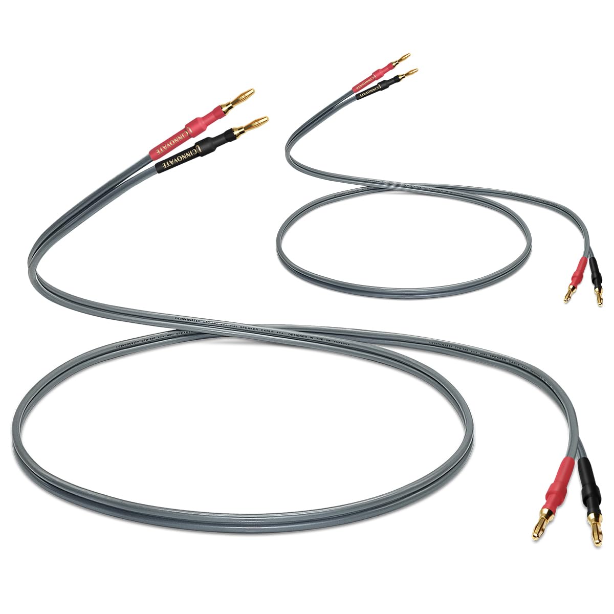 UCINNOVATE Lot de 2 câbles de haut-parleur en cuivre tressé sans oxygène avec fiches banane, câble de haut-parleur HiFi 12 AWG pour amplificateur home cinéma, caisson de basses 4 m