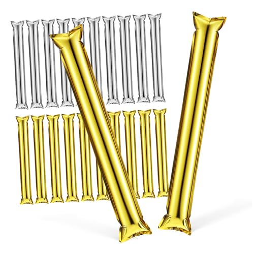 ABOOFAN 24pcs Inflatable Cheering Sticks Bright Color Team Spirit Rods for Sporting Events Concerts and Parties Quick Inflation Lightweight Easy to Carry
