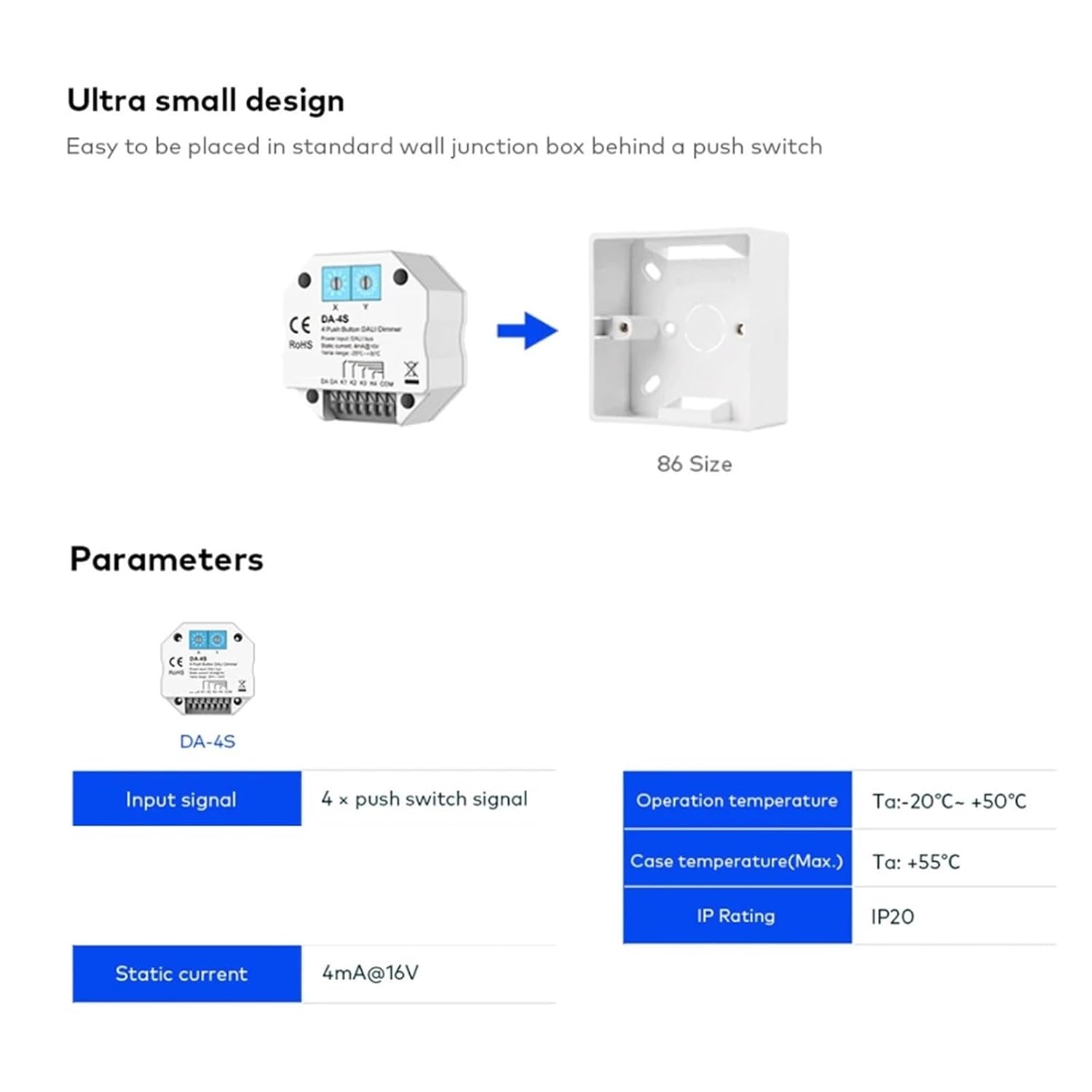 Standard Master 4 Button dimmer Controls 4 addresses with Push Button Switch dimming Power Supply
