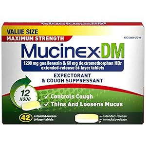 Mucinex DM Maximum Strength 12-Hour Expectorant and Cough Suppressant Tablets, 42 ct (Pack of 4)