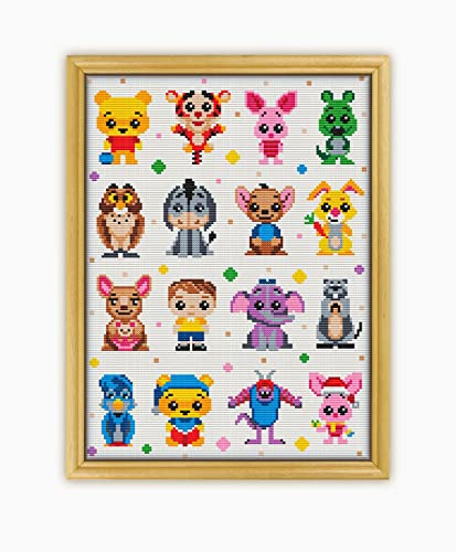 Winnie The Pooh Collection CS1834-2 - Counted Cross Stitch KIT#2. Set of Threads, Needles, AIDA Fabric, Needle Threader, Embroidery Clippers and Printed Color Pattern Inside.