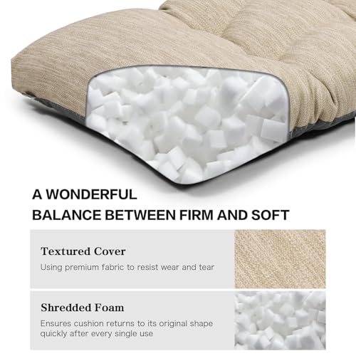 baibu 48 Inch Classic Solid Color Bench Cushion with Ties, Super Soft Indoor Outdoor Rectangle Bench Seat Cushion Standard Size Foam Pad with Non-Slip Bottom - One Pad Only (Beige, 48x15x3in) by baibu - Image 5